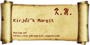 Kirják Margit névjegykártya