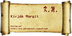Kirják Margit névjegykártya